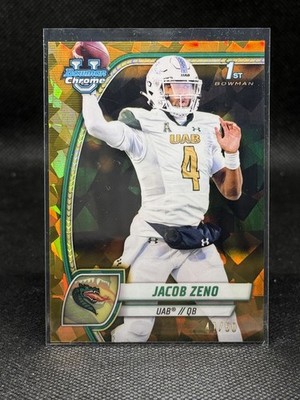 JACOB ZENO 2024 1st Bowman U Chrome Sapphire YELLOW Refractor /75 UAB, Texas A&M