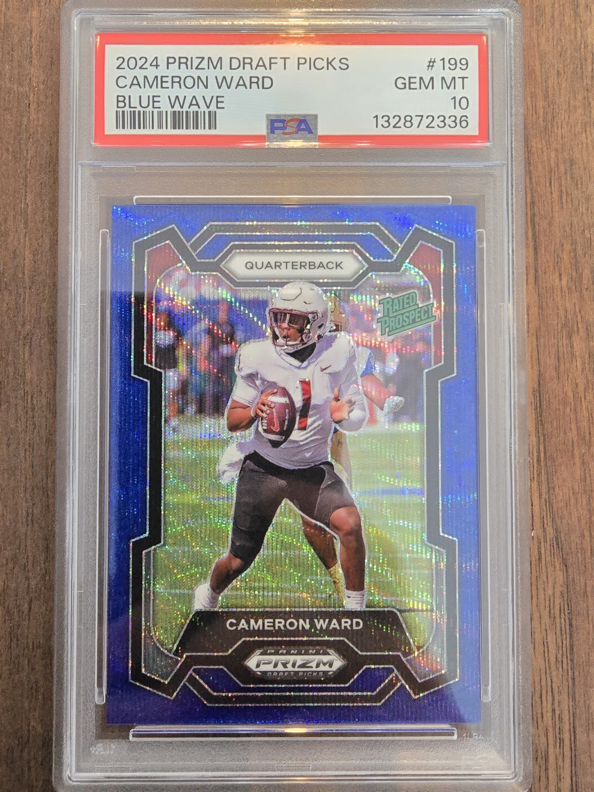 2024 Panini Prizm Draft Picks -Cam Ward #199 Blue Wave Prizm /249 (RC) PSA 10