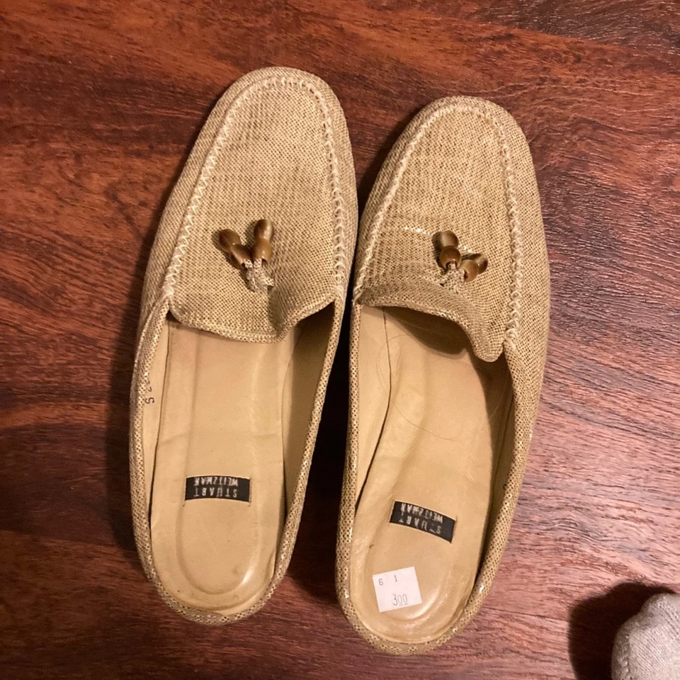 Mulas vintage desnudas Stuart Weitzman serpiente cuero en relieve años 90