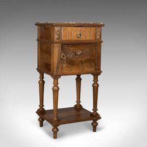 Antique Bedside Cabinet Victorian Marble Top Pot Cupboard Walnut Circa 1900 Ebay