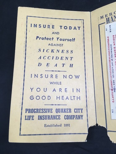 Progressive Quaker City Life Insurance Advertising Booklet with Band Aids - Picture 3 of 8