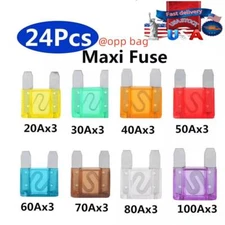 24PCS Large MAXI / APX Blade Fuse Assortment Auto Car Truck SUV AMP FUSES USA
