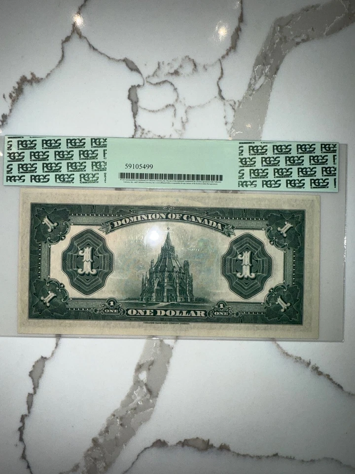 1923 Dominion of Canada Note Black Seal Series E $1 DC-25o - PCGS EF-45 - Image 2 of 2