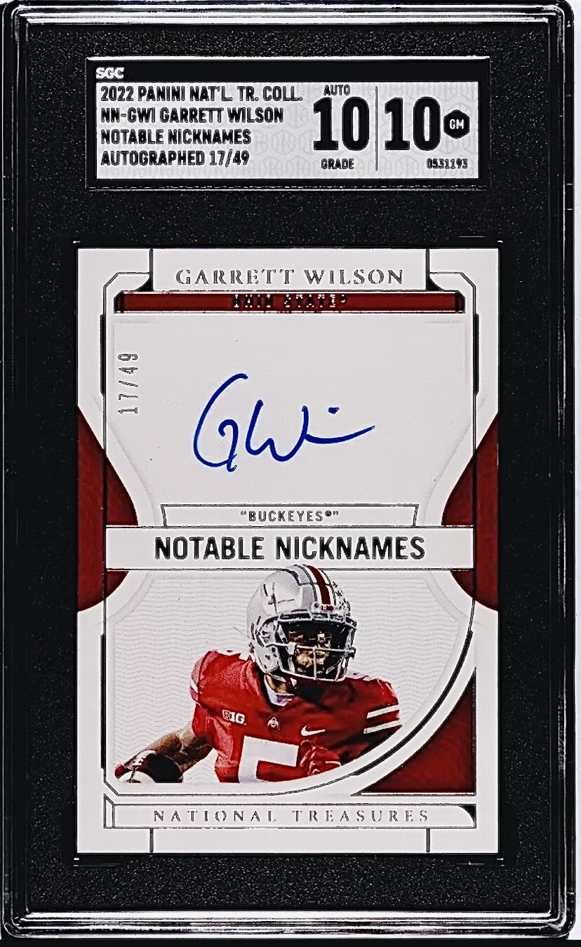 Garrett Wilson Panini National Treasures Collegiate Notable Nicknames Autographs #NNGWI Base