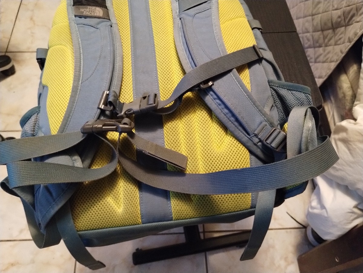 north face backpack black yellow blue THE NORTH FACE UNISEX BOREALIS LIGHT BLUE AND YELLOW BACKPACK LAPTOP BOOK  BAG