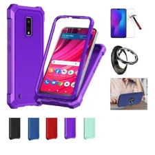 For BLU View 4, Full Body TPU Cover Case + Ring/ Tempered Glass