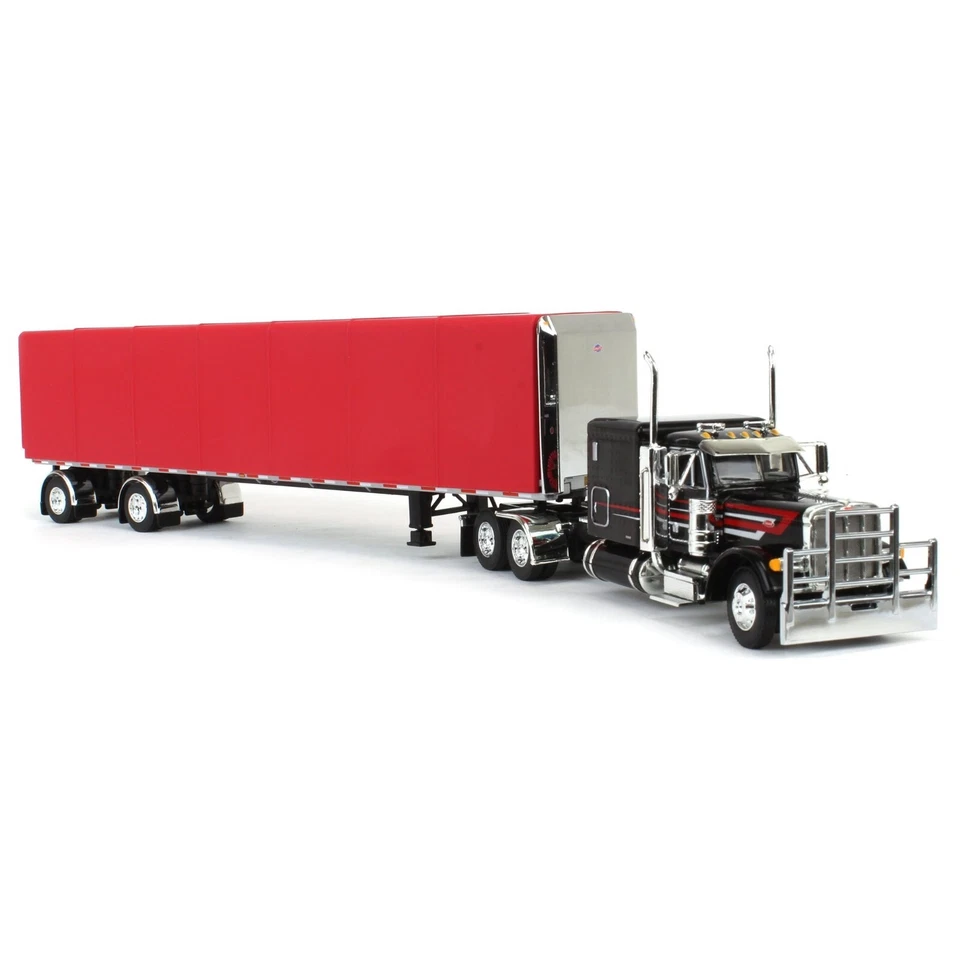 DCP 1:64 *BLACK & RED* Peterbilt 379 Flattop w/53' Utility Roll Tarp Trailer NIB - Image 2 of 4