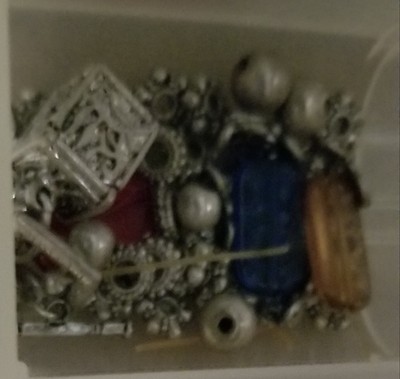 Elements for Silver Tone Stretch Bracelet with Splashes of Color--needs String!