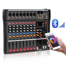 Pro 8 Channel Audio Mixer Power Mixing DJ Amp USB Slot Console Sound Board HOT