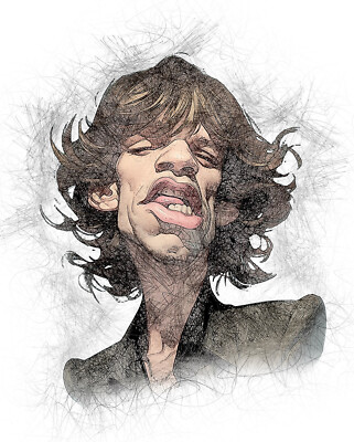 Mick Jagger Caricature Colour T Shirt Keith Richards Ronnie Wood Rolling Stones