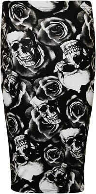 Midirock Damen Animal Azteken Karo Streifen Print Stretch Damen Bleistift