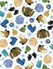 Christmas Fabric Winter Clothing Sweater Coat Mitten White Dear Stella Yard