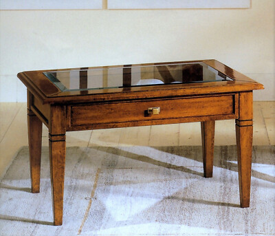 TAVOLINO DA SALOTTO NOCE ITALIANA C/CASSETTO BACHECA PIANO IN