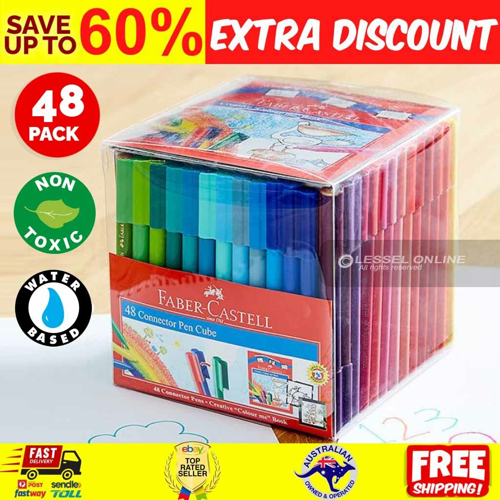 Faber Castell 48 Pack Texters Connector Pens Art Drawing Texta - Main Image