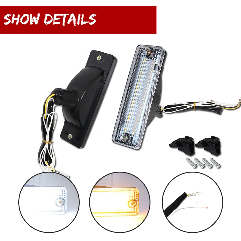 Luces de señal LED DRL transparentes para parachoques Switchback de 2 piezas para camioneta Mazda 323 626 Foto 4 de 4