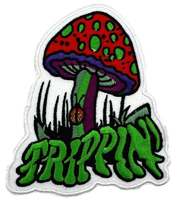Trippin' Mushroom Grateful Dead Music Embroidered Iron on Patch Applique
