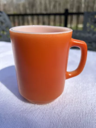 Vintage Fire King Anchor Hocking Orange Stacking Coffee Mug Cup MCM