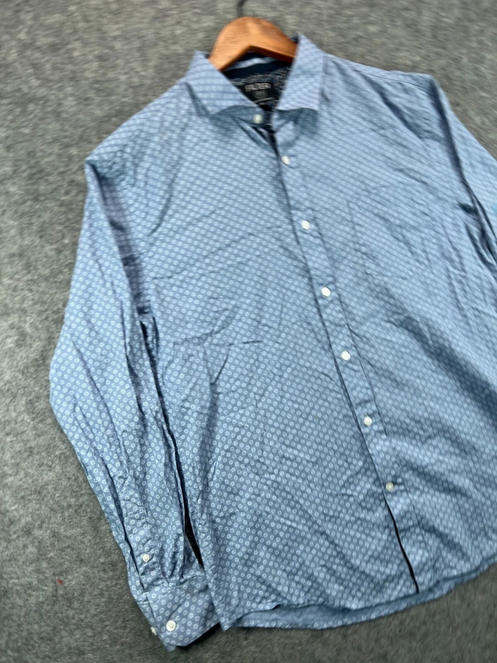 Camisa Filter Para Hombre XL Azul Estampado Abotonada Manga Larga Trabajo Informal Foto 4 de 4
