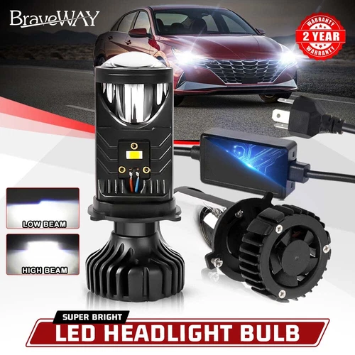 2x H4/9003 Bi-LED LED Projector Lens Hi-Lo Beam 200W Headlight Bulb Retrofit LHD