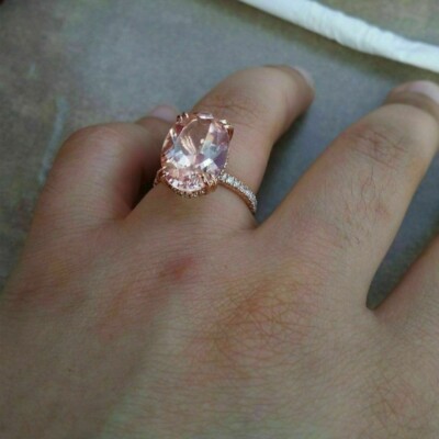 5 karat Oval Diamant Verlobungsring Hochzeitsring Ring Rotgold Finish Silber