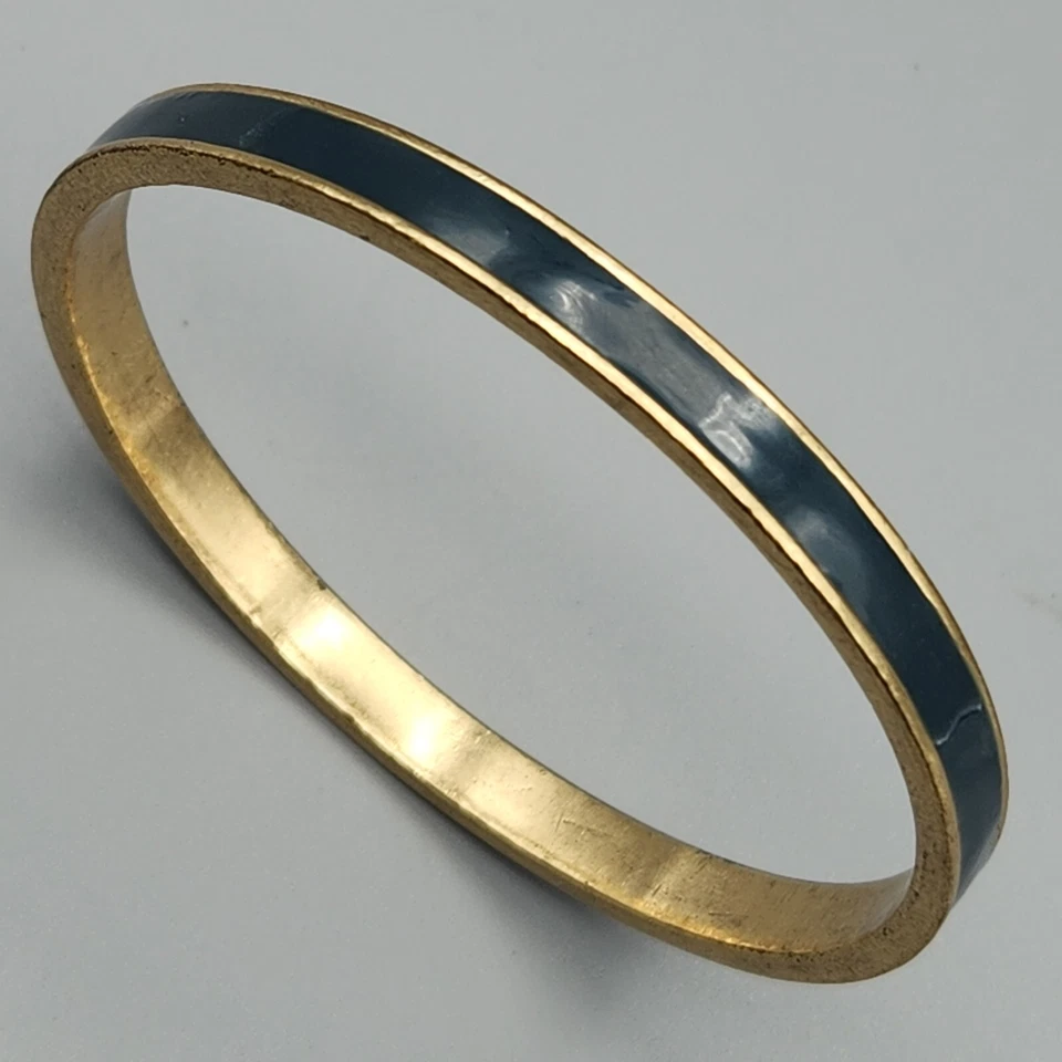 Brazalete Pilgrim Danish Designs azul azulado esmalte incrustación firmado champán tono dorado Foto 3 de 4