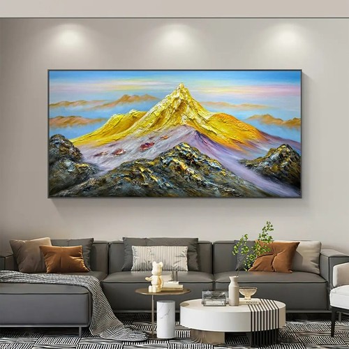 Gold Mountain Oil Painting on Canvas Landscape Wall Decor Abstract Gold ...