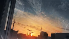 Anime sunset window sky city Playmat Gaming Mat Desk