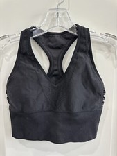 PINK Victoria's Secret Black Logo SMALL Seamless Deep V Racerback Sport Bra VS