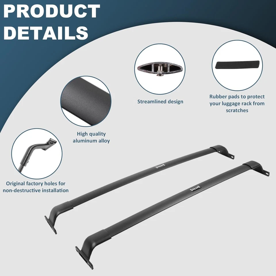Barras transversales de techo aptas para equipaje Buick Enclave 2018-2024 barras transversales negras Foto 3 de 4