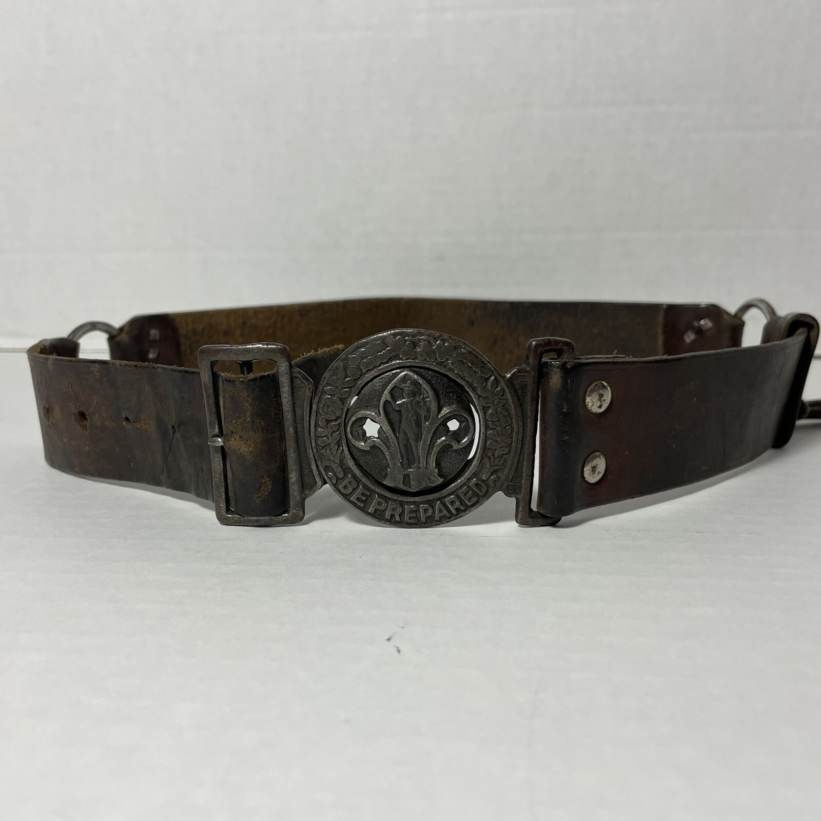 Boy Scouts Leather Belt and Buckle Be Prepared Boys Clip Vintage eBay