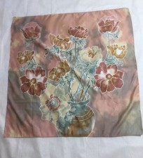 Vintage Flowers  Vase Print Square Polyester Scarf By Art of the Scarf 31 x 31