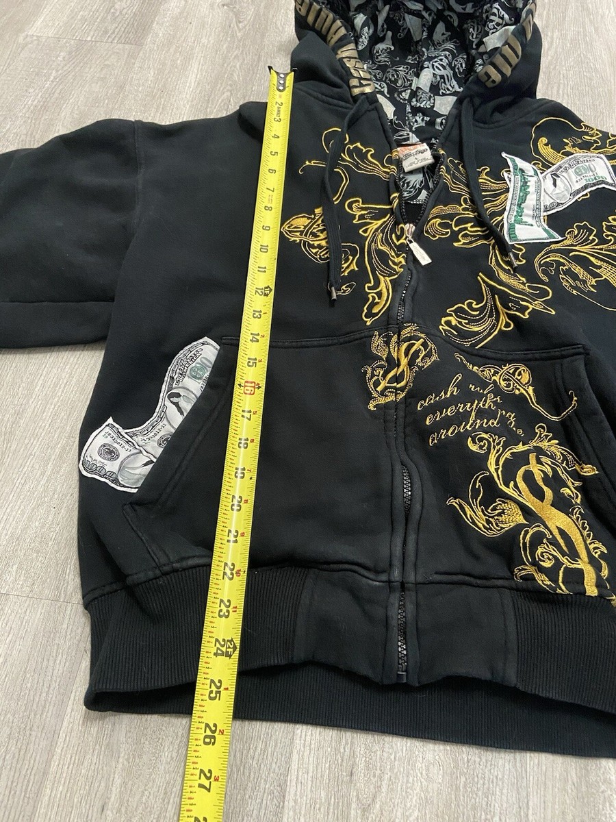 Vintage Johnny Blaze Hoodie Mens L Black Embroider Full Zip
