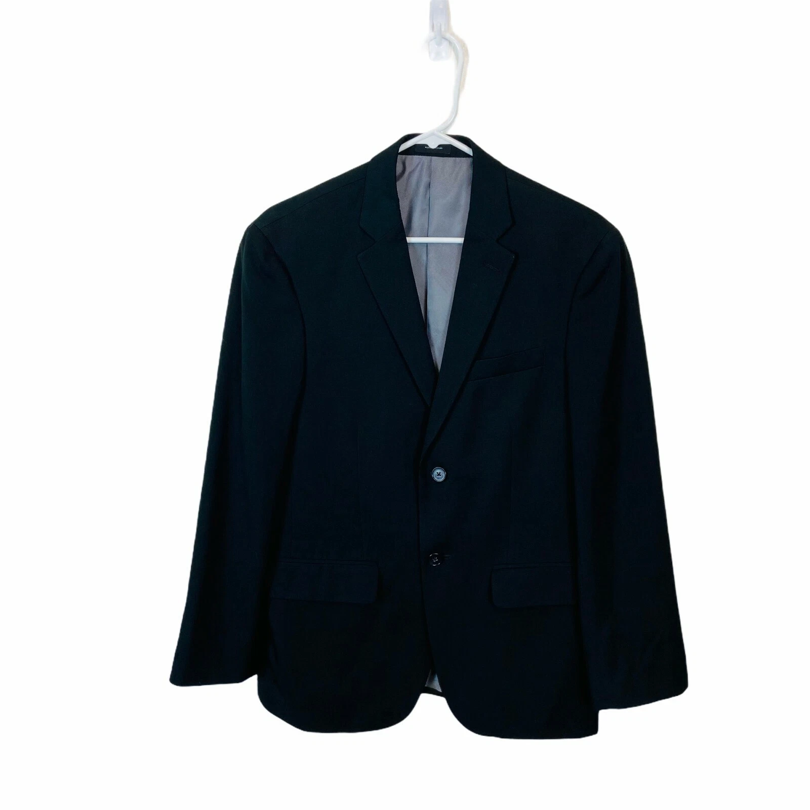 J. Ferrar Sport Coat Mens Black Long Sleeve Notch Two Button Size 36 Short
