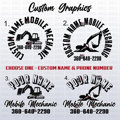 HEAVY EQUIPMENT MOBILE MECHANIC Business Vinyl Decal Sticker CUSTOM ...