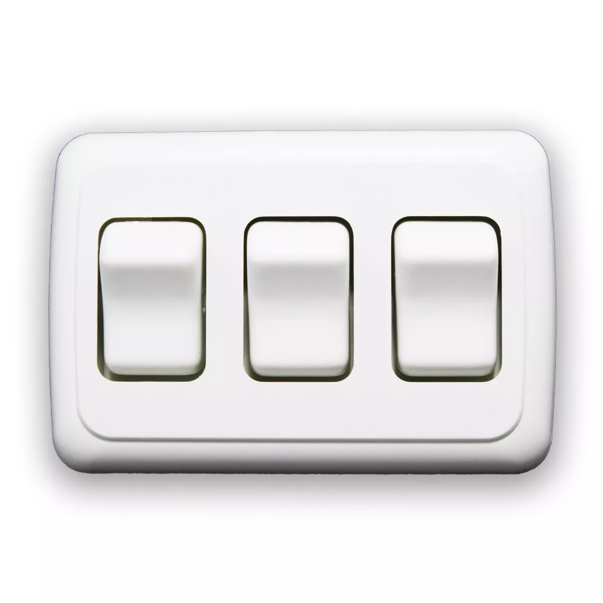 Triple 3 Gang On Off 12 volt White Light Switch RV Camper