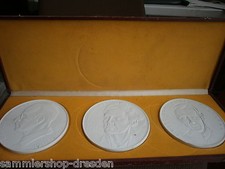 069 3x Meissen Porzellan Medaille MFS Stasi 16cm Harnack Stöbe Schmenkel 1 besch