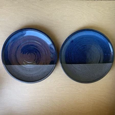 North American Trading Co Japan Pottery Blue/Gray GLazed Serving Bowl Pair