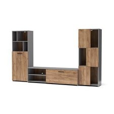 Mobile Tv parete attrezzata modello JOY cm 240x35x137h rovere grigio