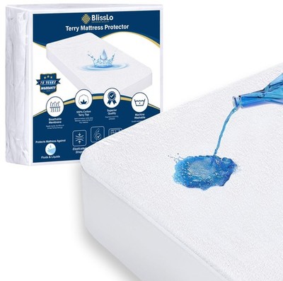 Blisslo wasserdichter Matratzenschoner Größe Queen, Queen - 160x190, weiß 