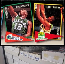 1992-93 SkyBox #ST11 Derek Harper / Eddie Johnson School Ties - JL