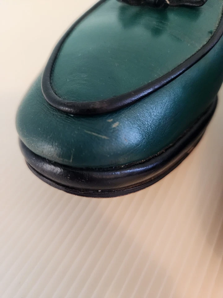 Zapatos belgas vintage hechos a mano de cuero verde para mujer 6 Foto 2 de 4