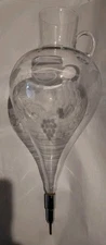 Vintage Etched Glass Wine Decanter Aerator Dispenser Without Stand