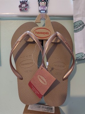 Havaianas Women's Slim Flip Flop Sandals - Rose Gold - Size USA 6W