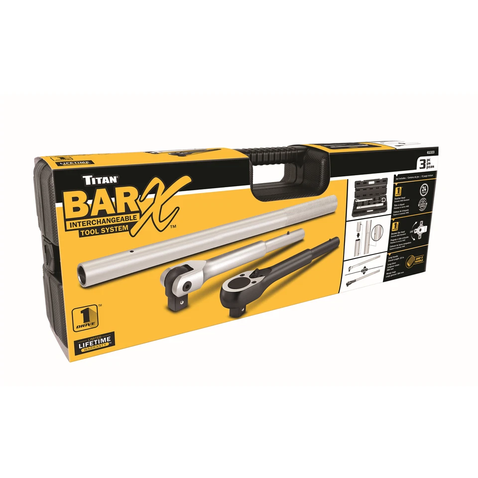 Titan Titan Bar-X™ 3pc. 1 in. Drive Interchangeable Ratchet and Breaker Ba Foto 2 de 2