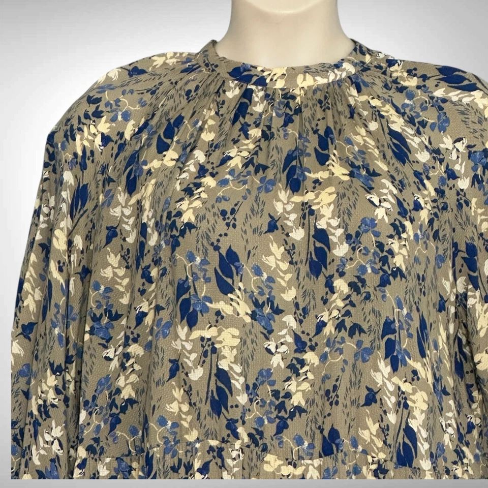 Vestido para mujer A New Day XXL beige azul estampado floral en capas maxi boho cottagecore Foto 3 de 4