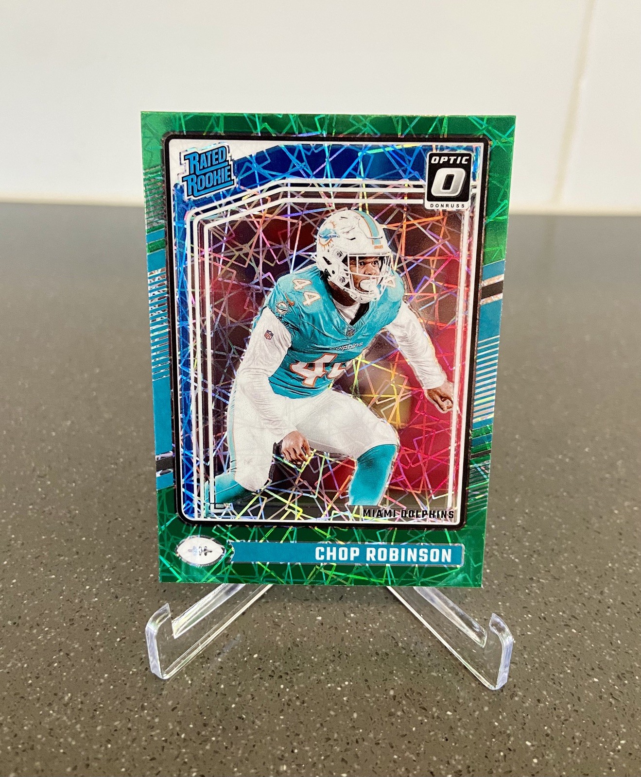 2024 Donruss Optic Chop Robinson Rated Rookie Green Velocity Prizm #219 Dolphins