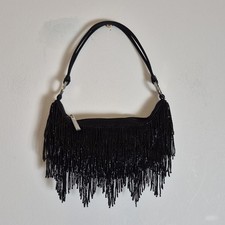 Y2K Cosmopolitan Black Beaded Micro Mini Shoulder Bag Vintage