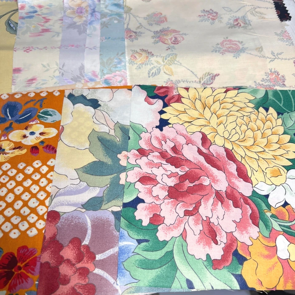 Vintage Fabric Lot Remnants Scraps Quilting Sewing Floral Geometric - Image 2 of 4