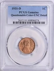 1931 D Lincoln Cent PCGS Unc Details