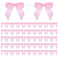 "50Er-Pack Satinband Twist Tie Schleifen 3,5\" Schleifen Twist Ties FüR Diy [Pink]"